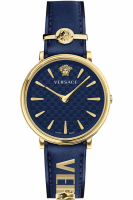 Versace Uhr Uhren Damenuhr VE8104522 V CIRCLE Leder blau gold