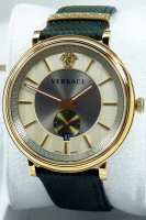 Versace Uhr Uhren Herrenuhr VBQ030017 V CIRCLE Leder grün