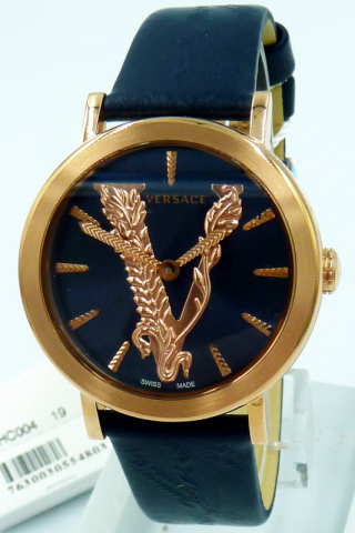 Versace Uhr Uhren Damenuhr VEHC00419 V Virtus Leder blau