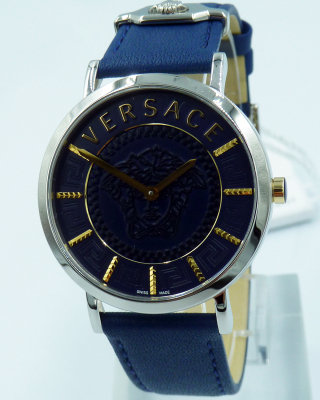 Versace Uhr Uhren Damenuhr VEK400121 V-ESSENTIAL blau