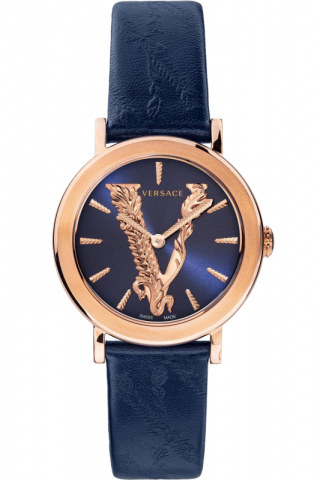 Versace Uhr Uhren Damenuhr VERI00420 V Virtus Leder blau